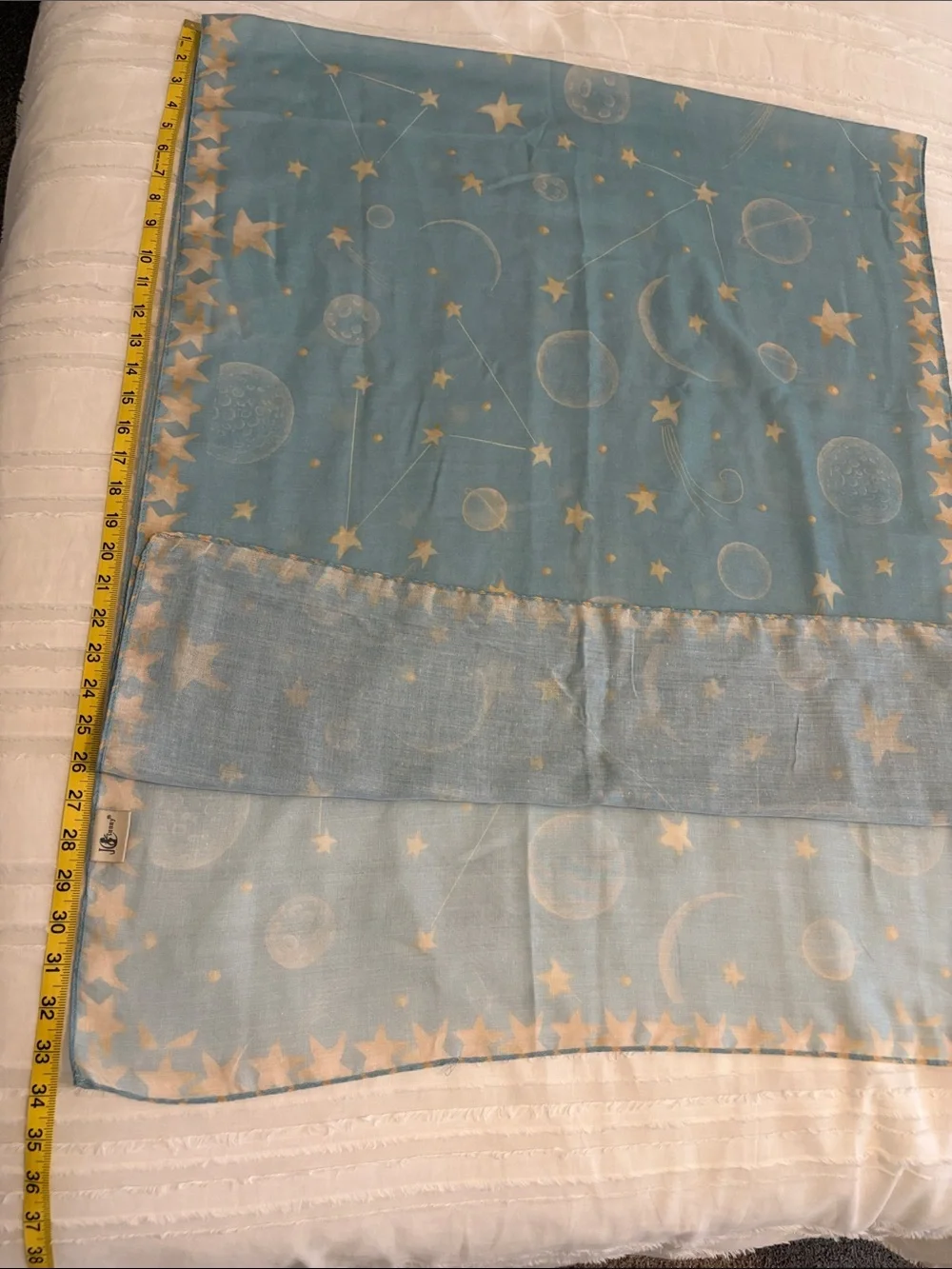 Light Blue Celestial Star & Moon Scarf.
